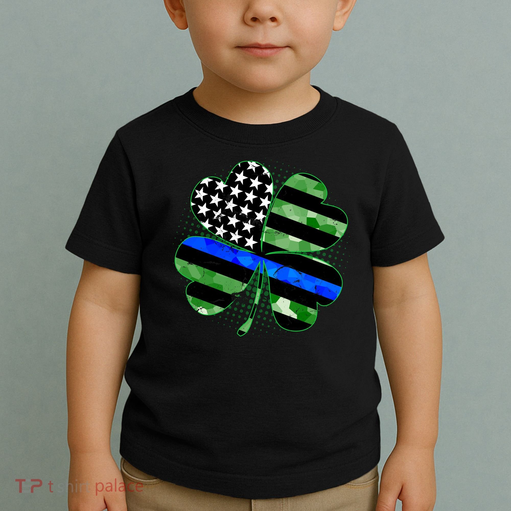 Thin Blue Line St Patrick's Day Irish Clover Toddler T-Shirt