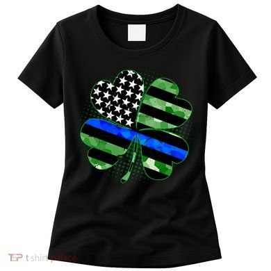 Thin Blue Line St Patrick's Day Irish Clover Women's T-Shirt