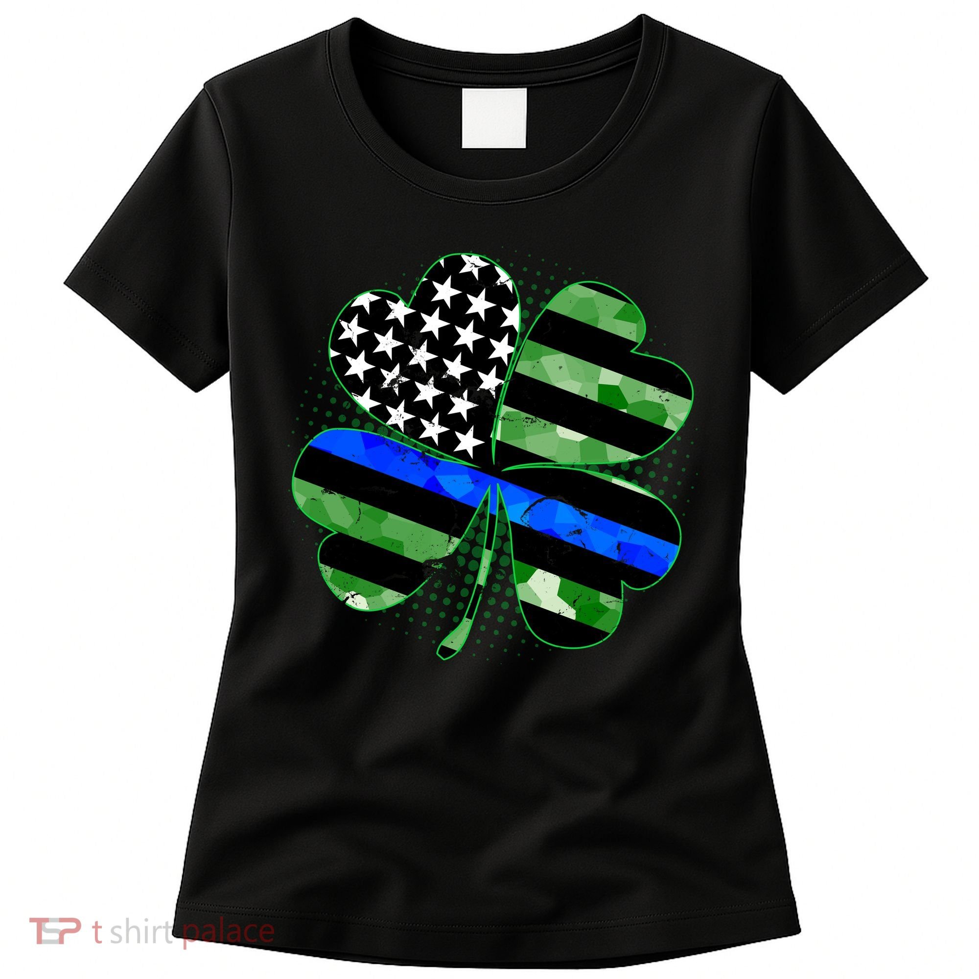 Thin Blue Line St Patrick's Day Irish Clover Women's T-Shirt