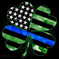 Thin Blue Line St Patrick's Day Irish Clover Kids Sweatshirt thumb 2