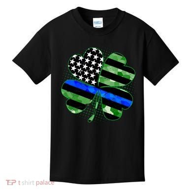 Thin Blue Line St Patrick's Day Irish Clover Kids T-Shirt