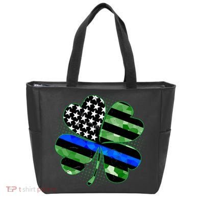 Thin Blue Line St Patrick's Day Irish Clover Tote Bag