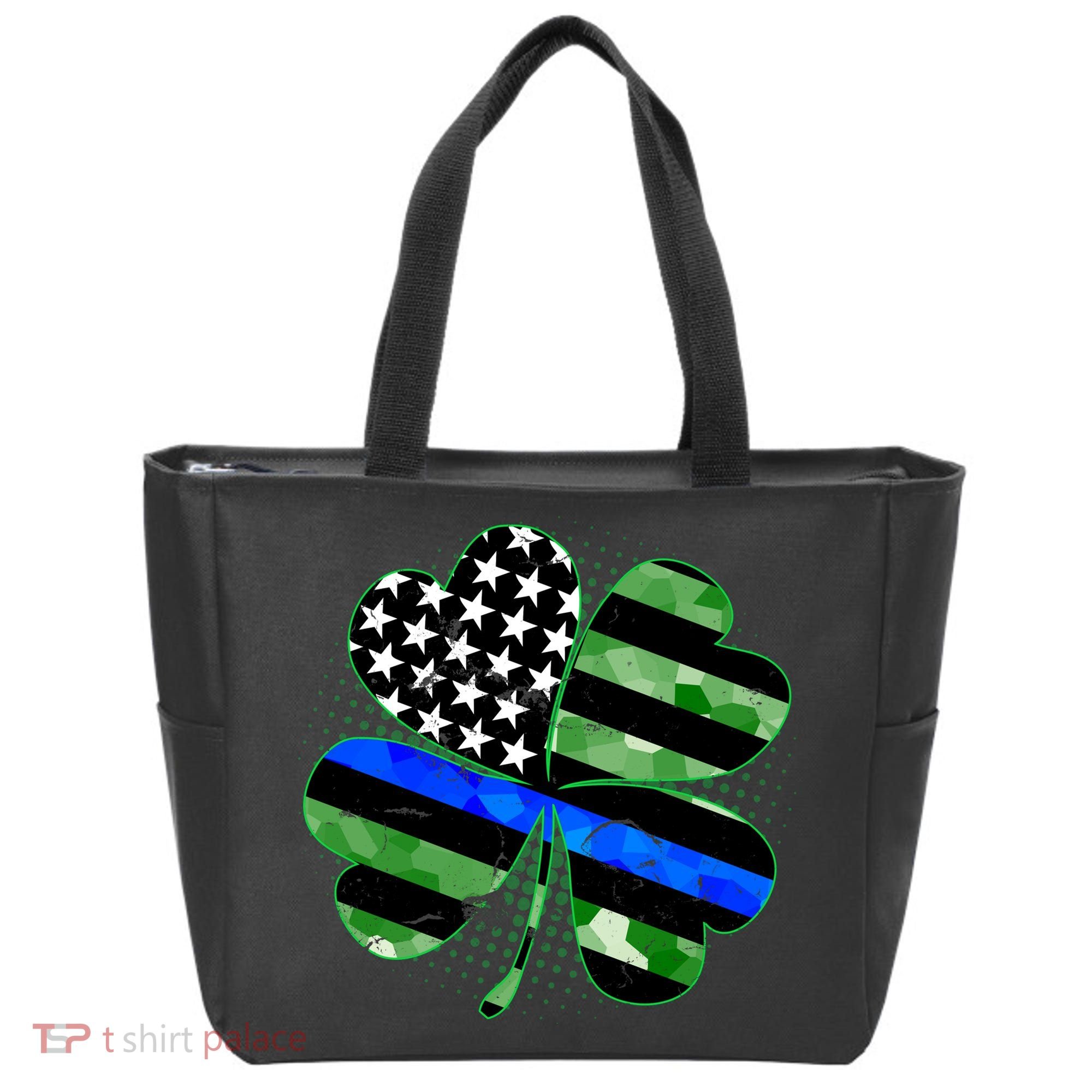 Thin Blue Line St Patrick's Day Irish Clover Tote Bag