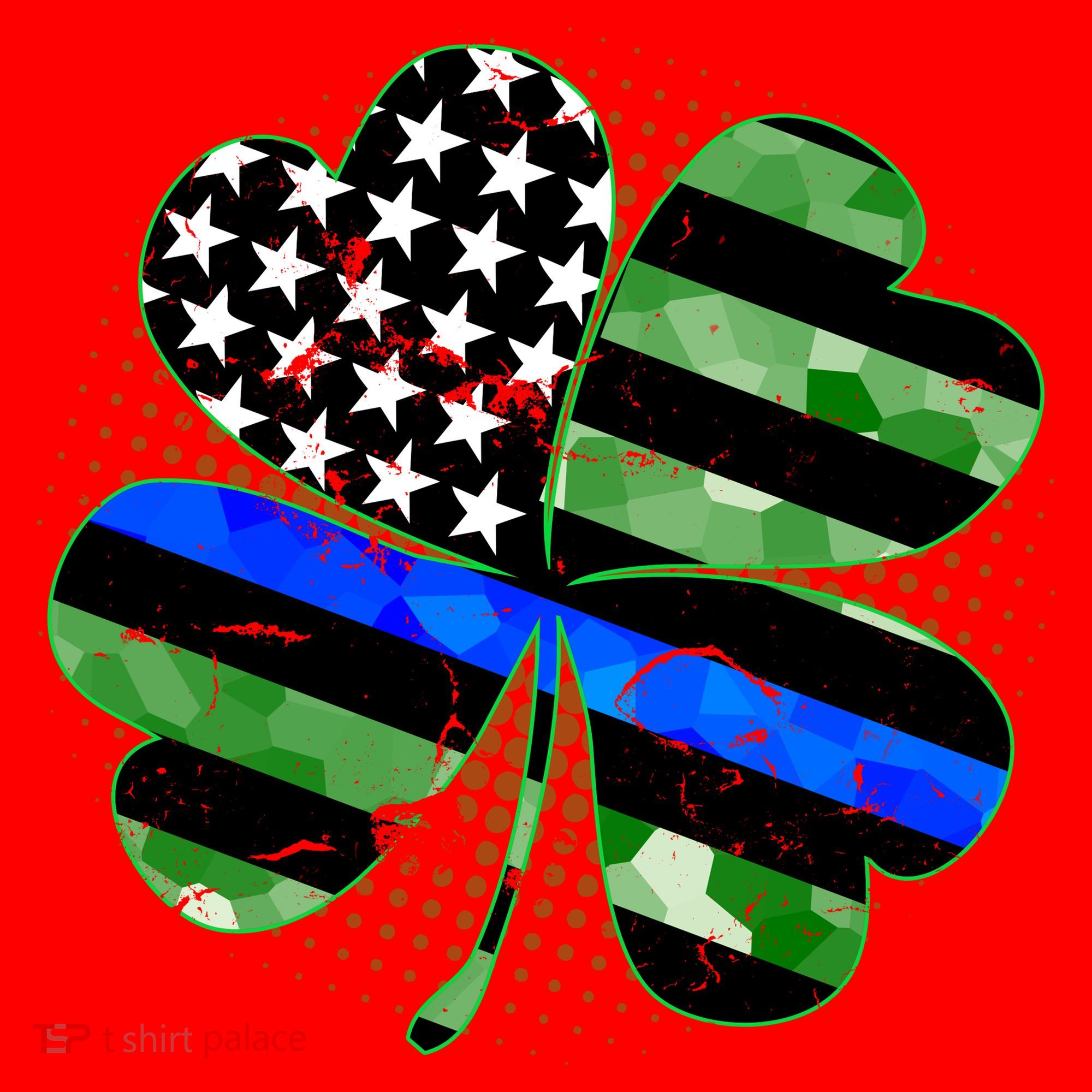 Thin Blue Line St Patrick's Day Irish Clover Santa Hat