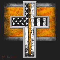 Thin Gold Line Cross Flag Support Front line Workers Beanie thumb 2