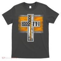 Thin Gold Line Cross Flag Support Front line Workers T-Shirt thumb 0