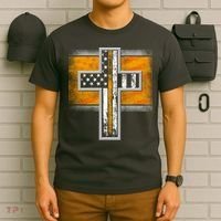 Thin Gold Line Cross Flag Support Front line Workers T-Shirt thumb 6