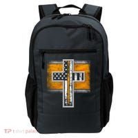 Thin Gold Line Cross Flag Support Front line Workers Backpack thumb 0