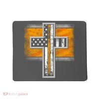 Thin Gold Line Cross Flag Support Front line Workers Mousepad thumb 0