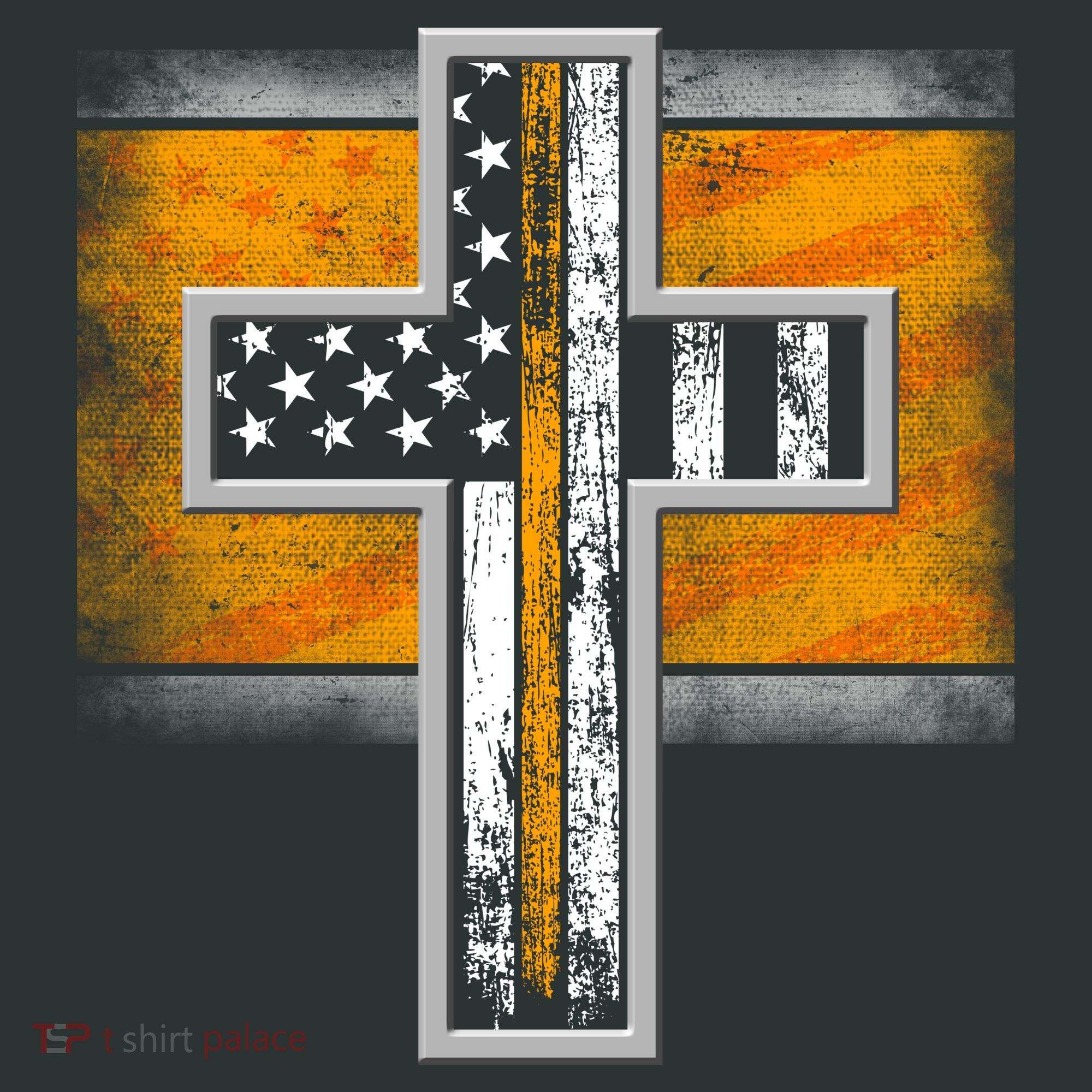 Thin Gold Line Cross Flag Support Front line Workers Baby Bodysuit
