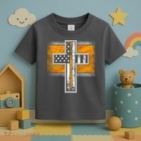 Thin Gold Line Cross Flag Support Front line Workers Toddler T-Shirt thumb 3