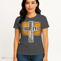 Thin Gold Line Cross Flag Support Front line Workers Women's T-Shirt thumb 4