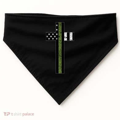 Thin Green Line Cross Military USA-Made Doggie Bandana