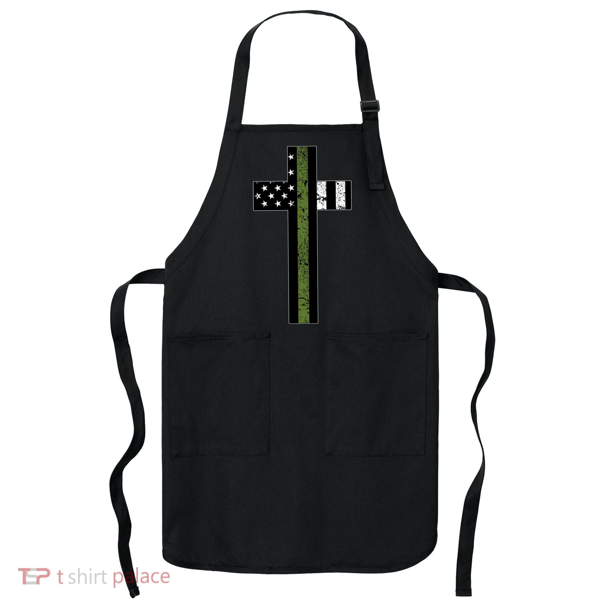 Thin Green Line Cross Military Apron