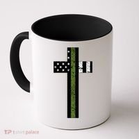 Thin Green Line Cross Military Coffee Mug thumb 0
