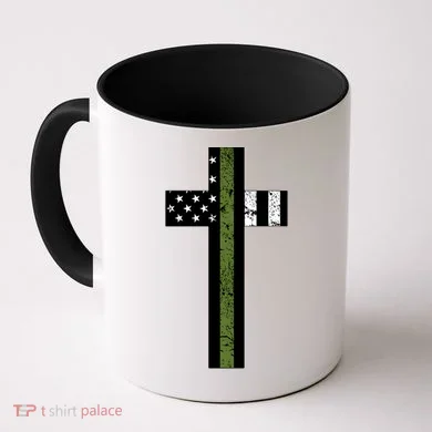 Thin Green Line Cross Military Coffee Mug
