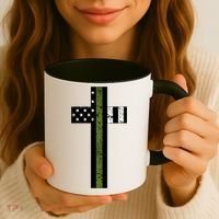 Thin Green Line Cross Military Coffee Mug thumb 3