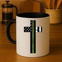 Thin Green Line Cross Military Coffee Mug thumb 4