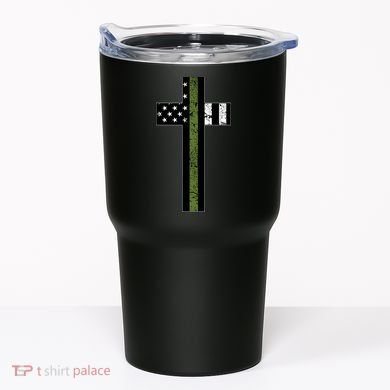 Thin Green Line Cross Military Tumbler