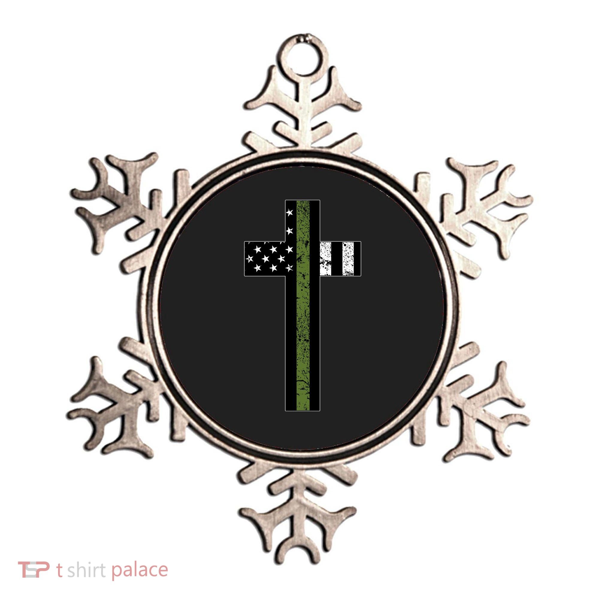 Thin Green Line Cross Military Ornament