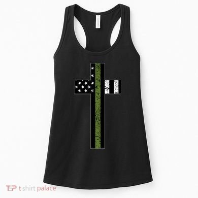 Thin Green Line Cross Military Women's Tank Top