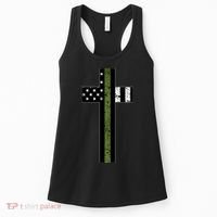 Thin Green Line Cross Military Women's Tank Top thumb 0