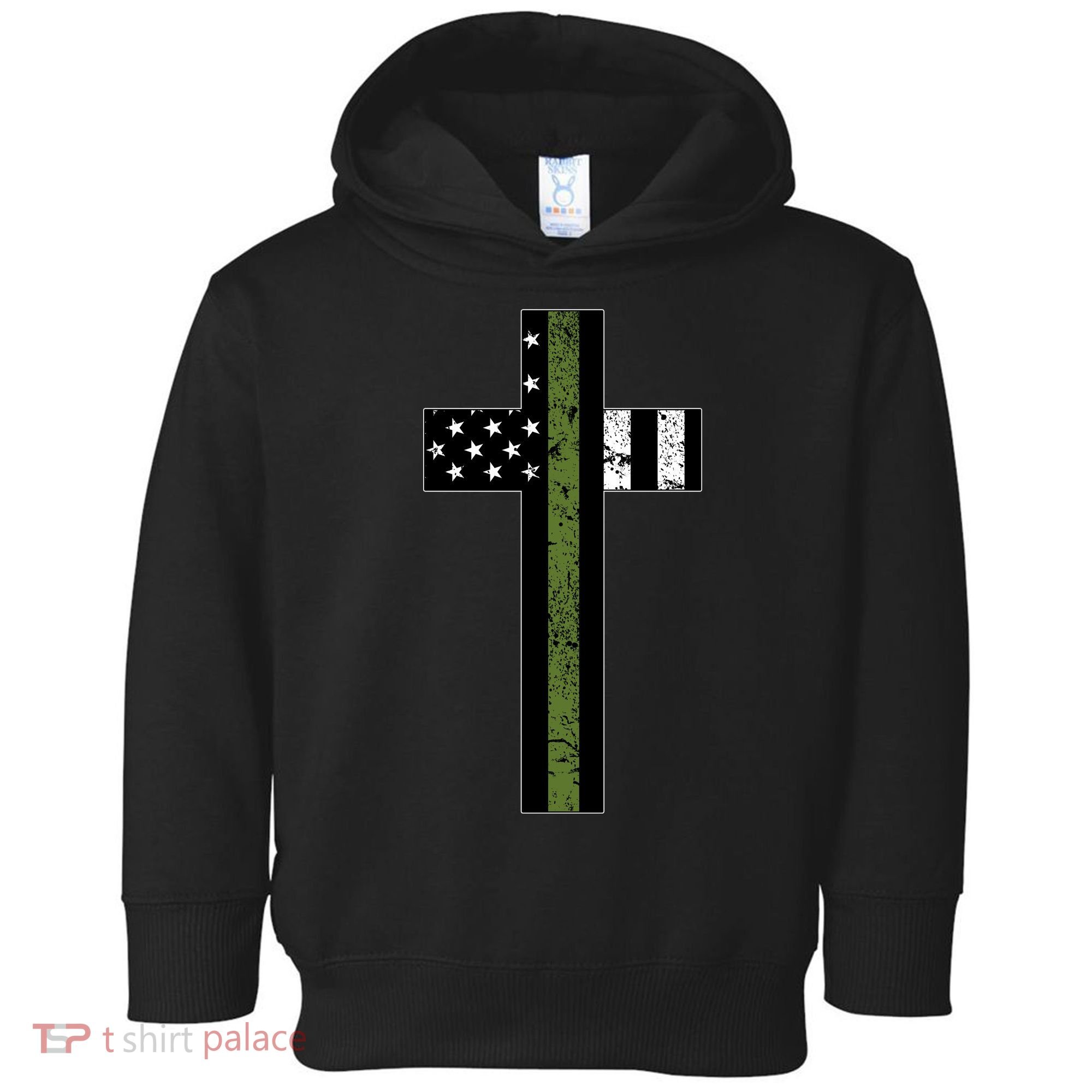 Thin Green Line Cross Military Toddler Hoodie