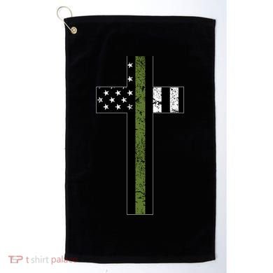 Thin Green Line Cross Military Golf Towel