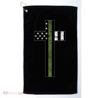 Thin Green Line Cross Military Golf Towel thumb 0