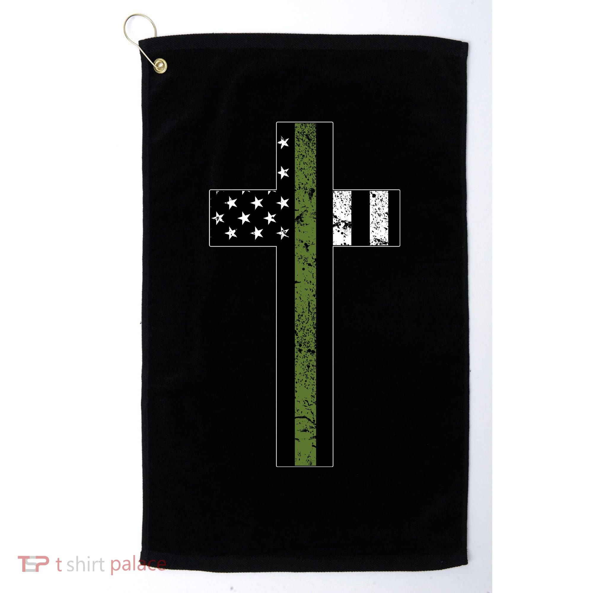 Thin Green Line Cross Military Golf Towel