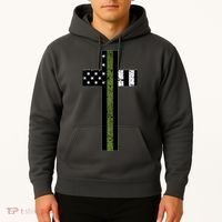 Thin Green Line Cross Military Hoodie thumb 2