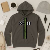 Thin Green Line Cross Military Hoodie thumb 3