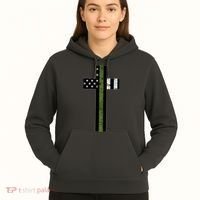 Thin Green Line Cross Military Hoodie thumb 5