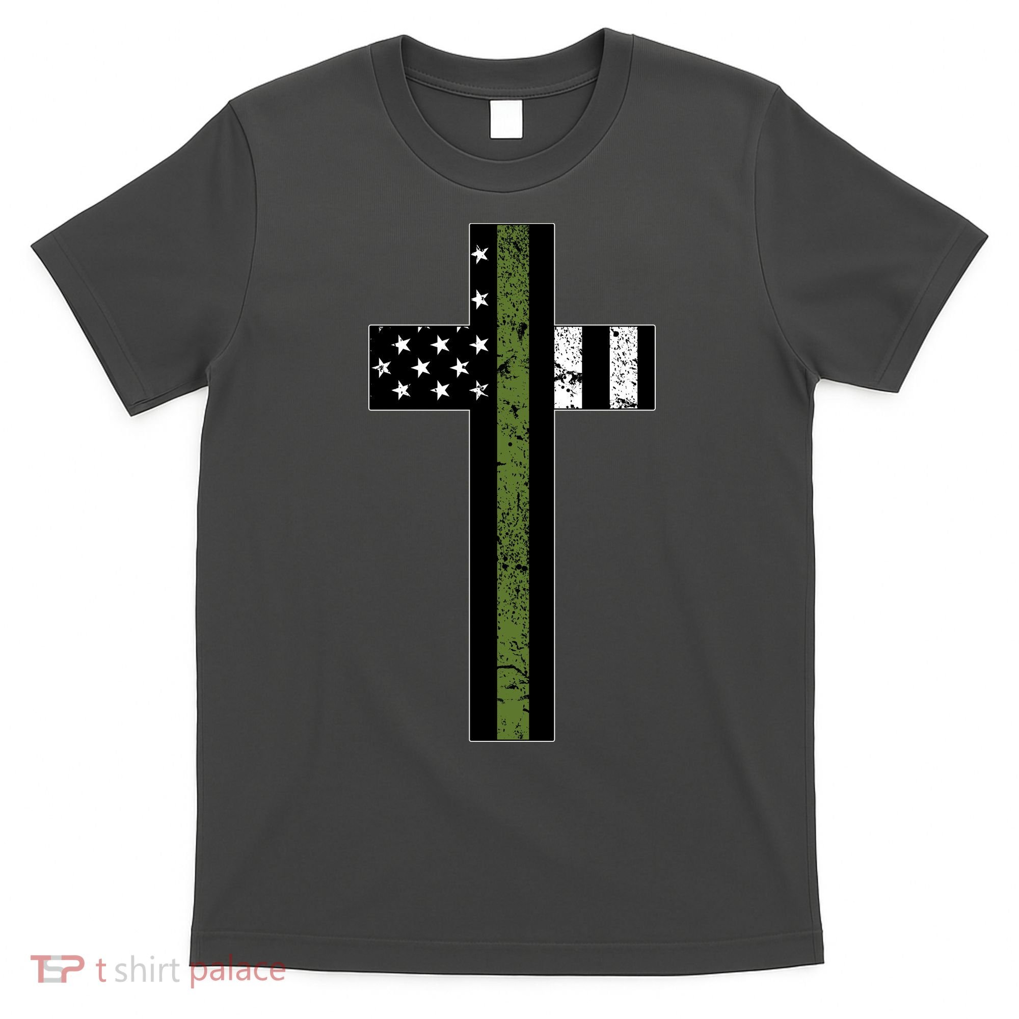 Thin Green Line Cross Military T-Shirt