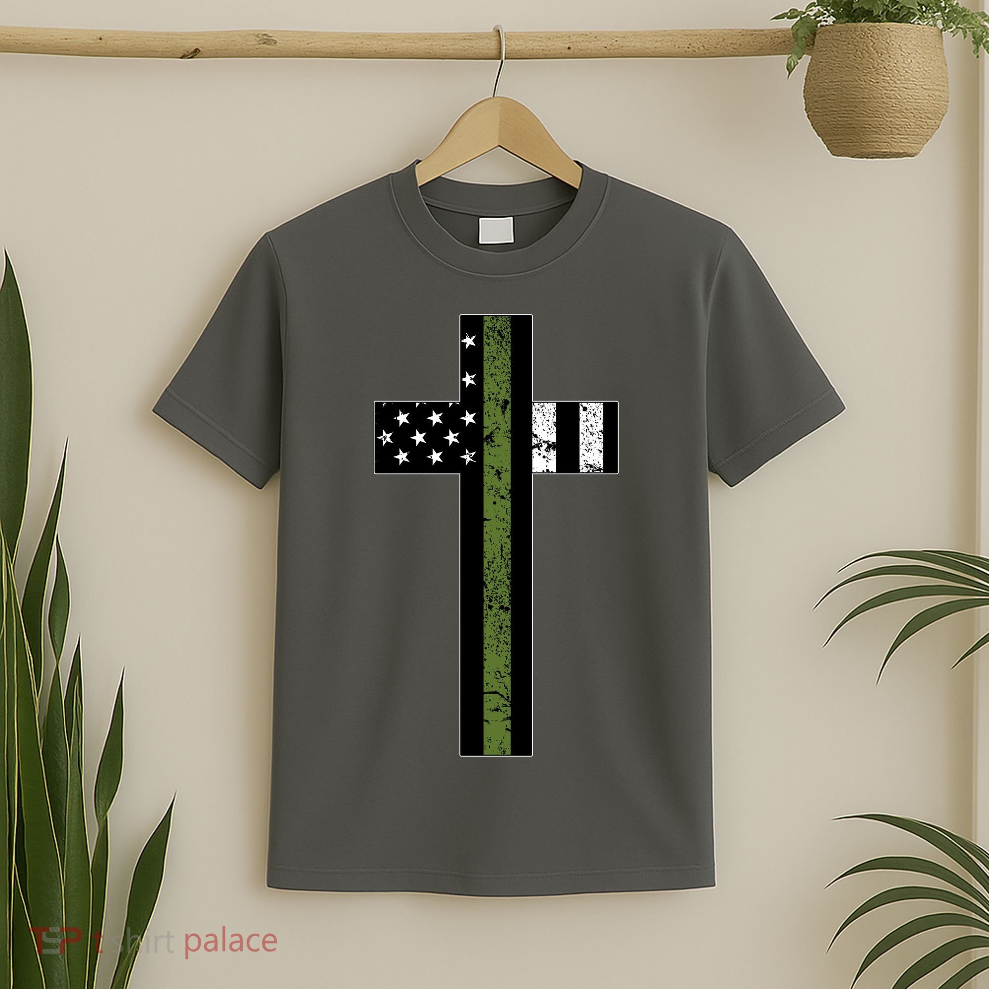 Thin Green Line Cross Military T-Shirt
