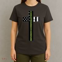 Thin Green Line Cross Military T-Shirt thumb 4