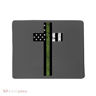 Thin Green Line Cross Military Mousepad