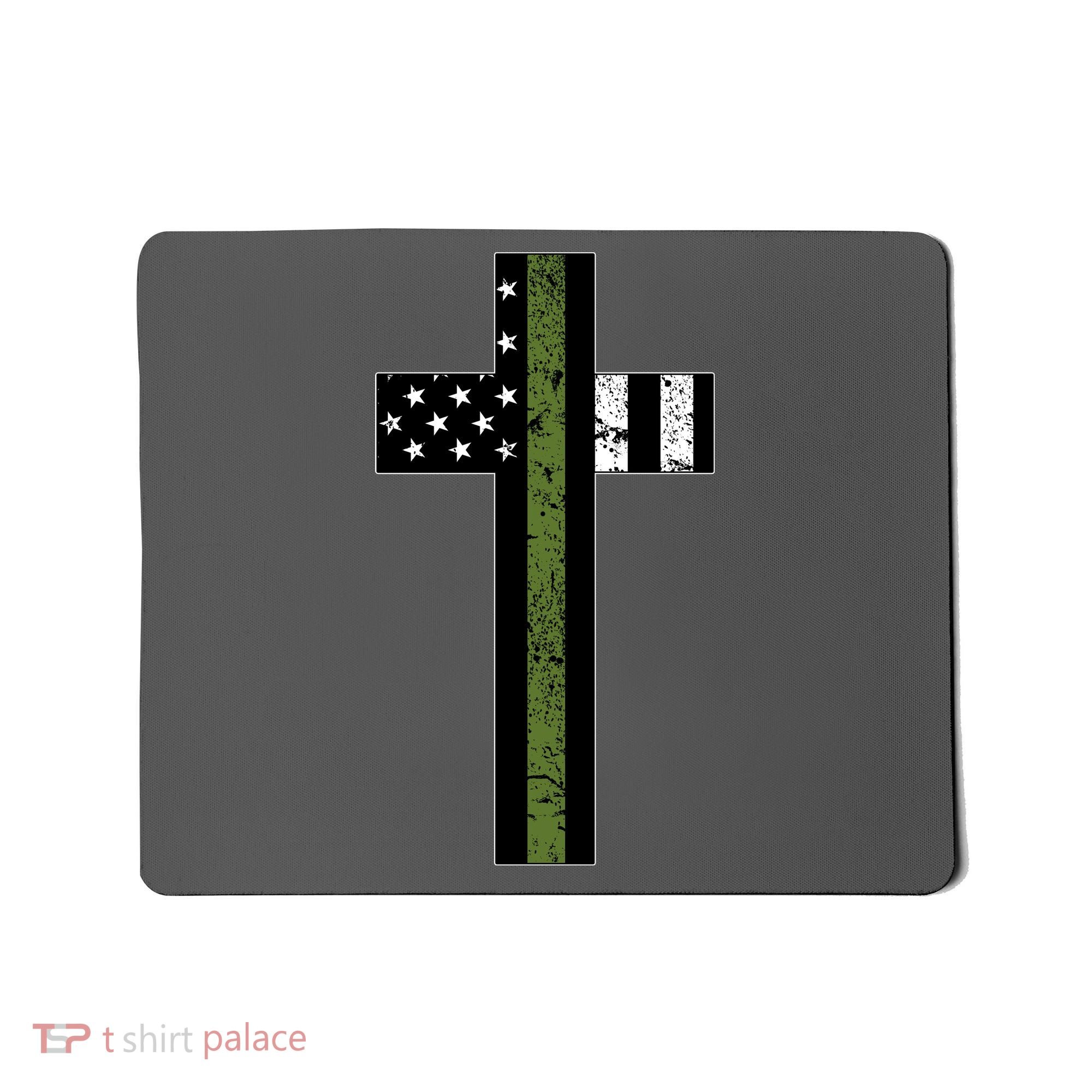 Thin Green Line Cross Military Mousepad