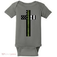Thin Green Line Cross Military Baby Bodysuit thumb 0