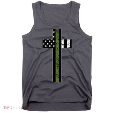 Thin Green Line Cross Military Tank Top