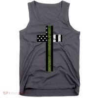 Thin Green Line Cross Military Tank Top thumb 0