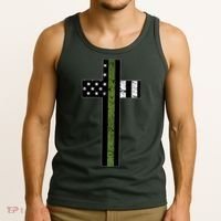 Thin Green Line Cross Military Tank Top thumb 3
