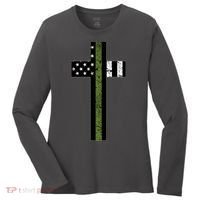Thin Green Line Cross Military Women's Long Sleeve Shirt thumb 0