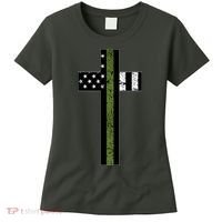 Thin Green Line Cross Military Women's T-Shirt thumb 0