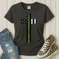 Thin Green Line Cross Military Women's T-Shirt thumb 3