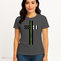 Thin Green Line Cross Military Women's T-Shirt thumb 4
