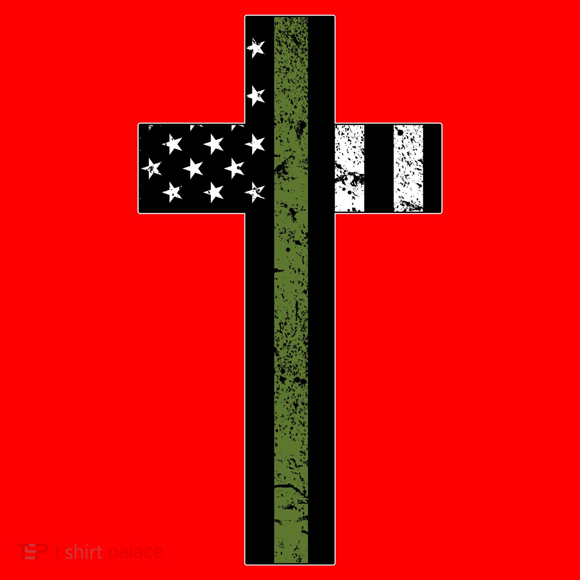 Thin Green Line Cross Military Santa Hat