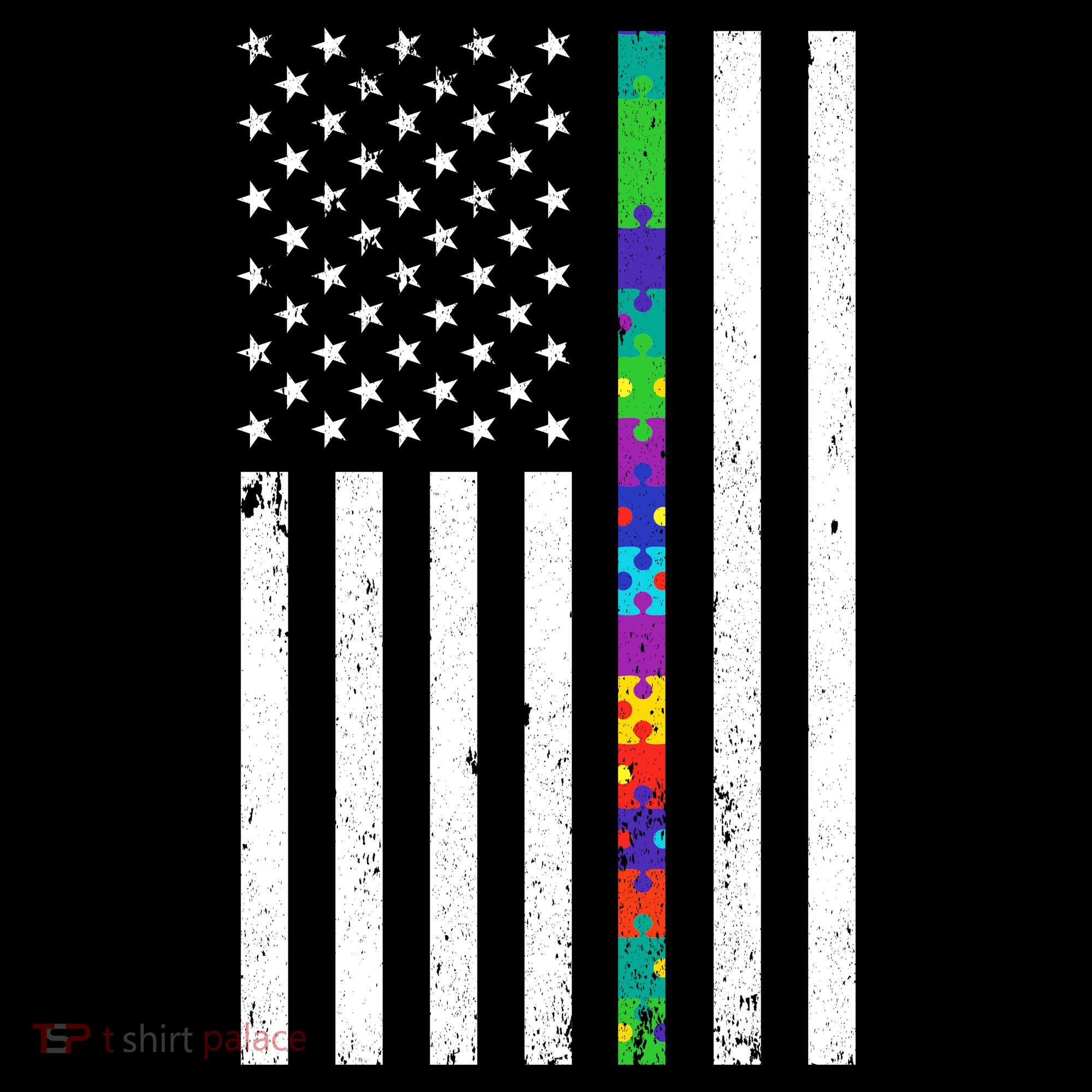 Thin Puzzle Line Autism Flag Stripe Pom Pom Beanie