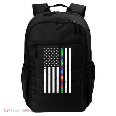 Thin Puzzle Line Autism Flag Backpack