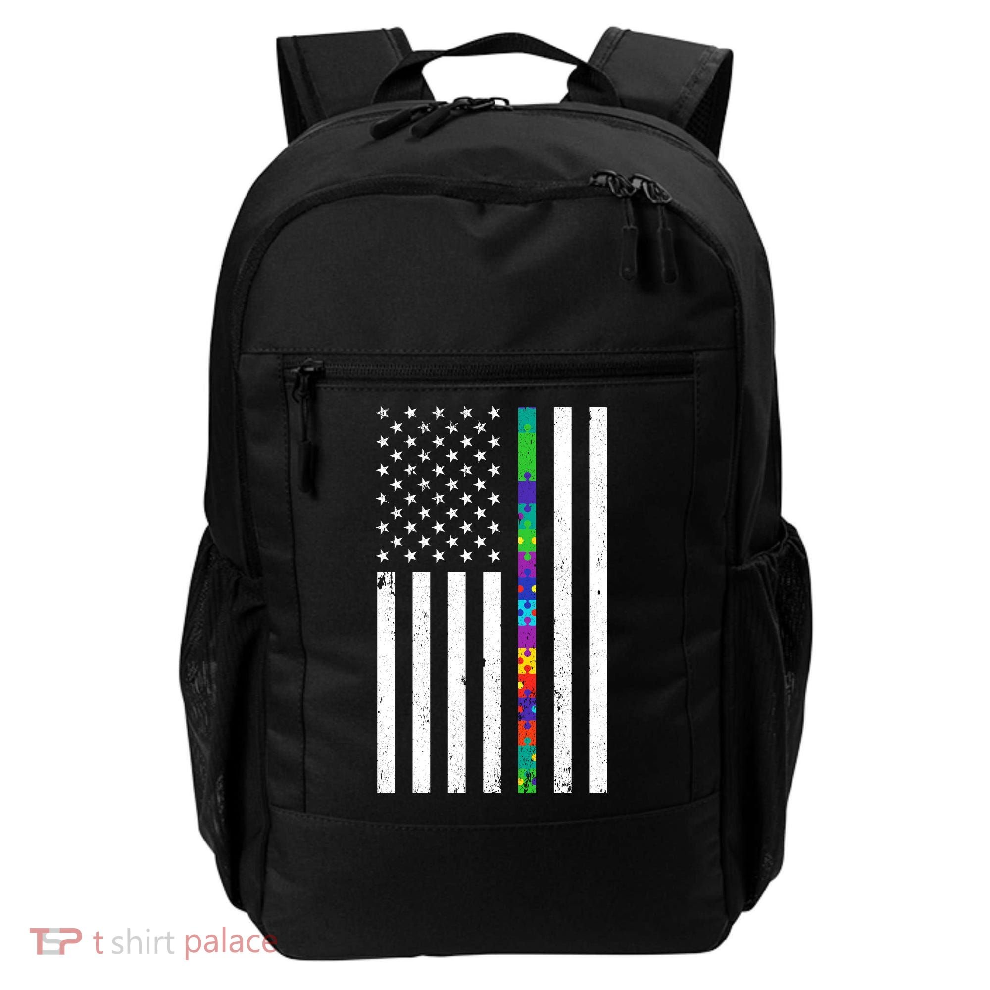 Thin Puzzle Line Autism Flag Backpack